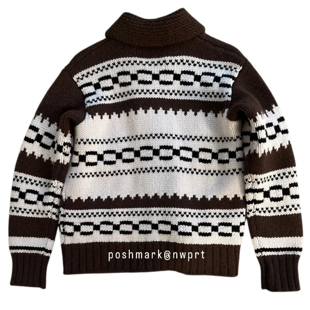 Naked Cashmere ๐ด Ryder Cardigan Intarsia Knit Sweater Horse Pony Brown Black XS - Picture 8 of 13